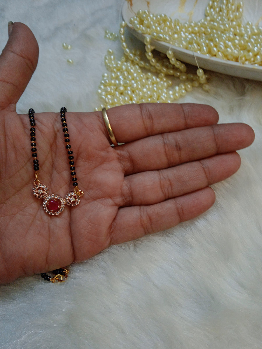 peach diamond mangalsutra