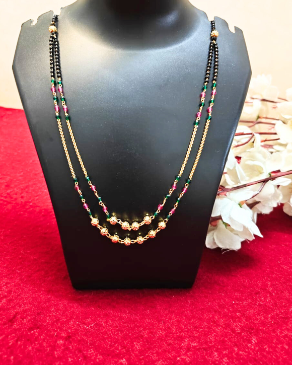 Pink- Green Crystal Mangalsutra
